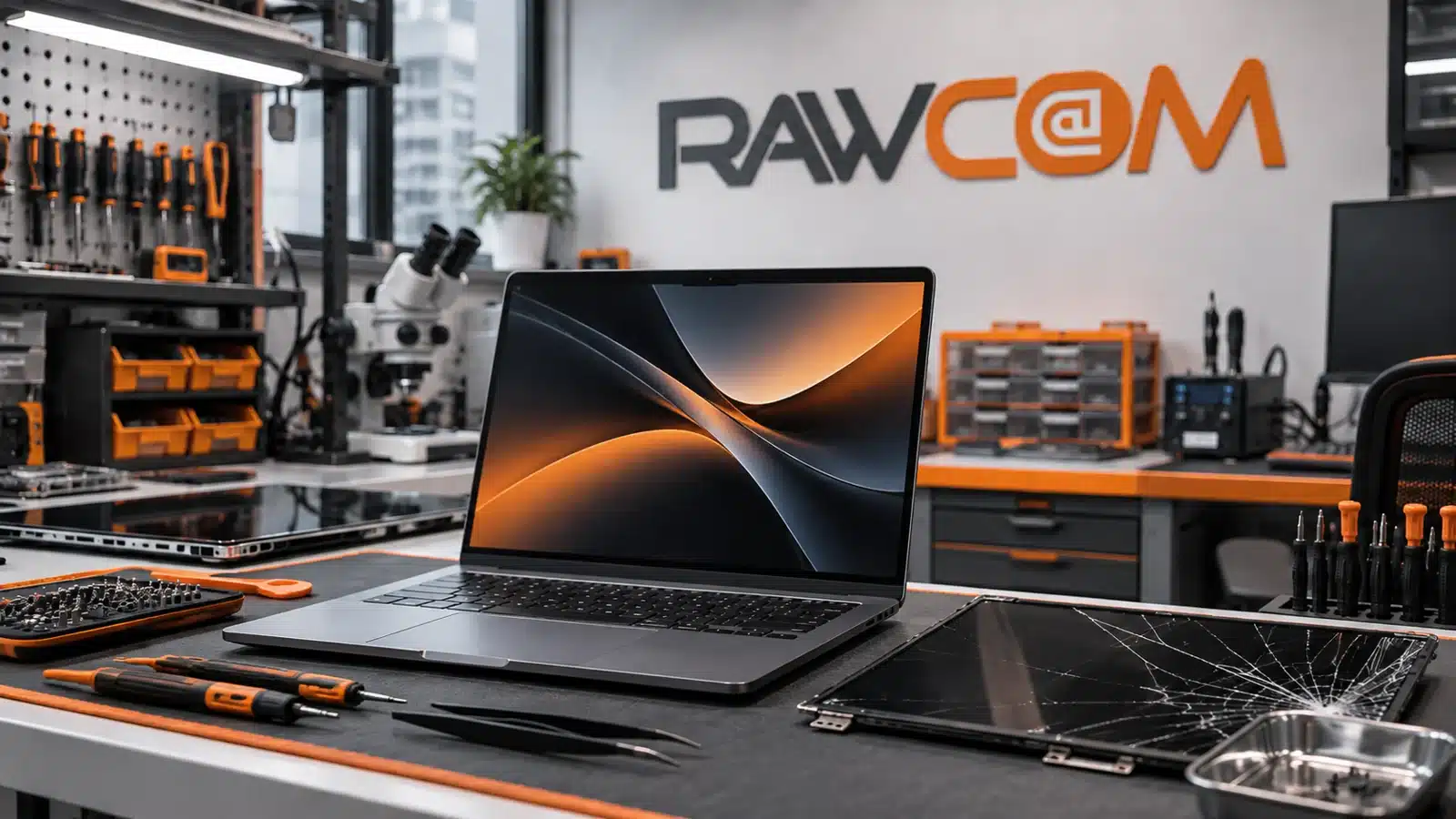 Laptop po wymianie matrycy obok uszkodzonego panelu