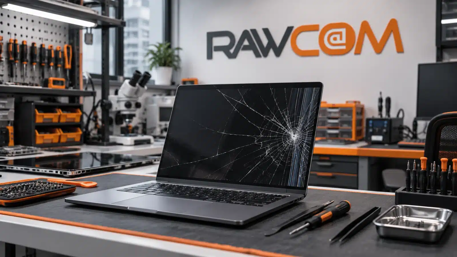 Uszkodzona matryca laptopa w serwisie komputerowym Rawcom